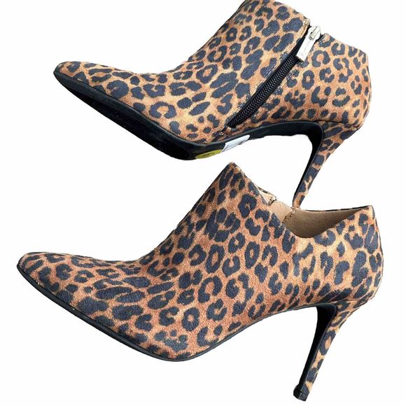 Jessica Simpson Leopard Print Stiletto Heels Zip Pointed Toe Ankle Bootie 9M NEW - Picture 6 of 14